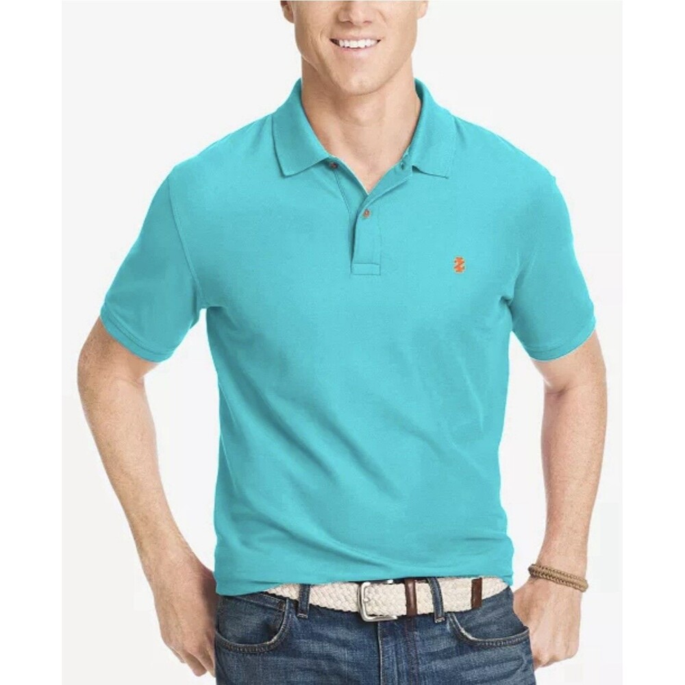 IZOD Men's Advantage Blue Polo Shirt Wicking Stretch UFP‎ 15 Large